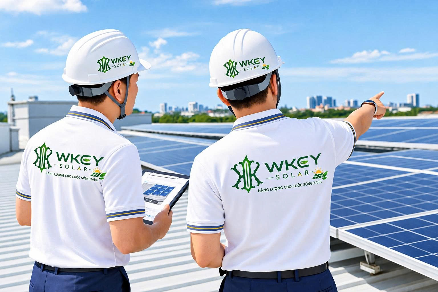 Kỹ sư WKEY SOLAR khảo sát hệ thống điện mặt trời áp mái